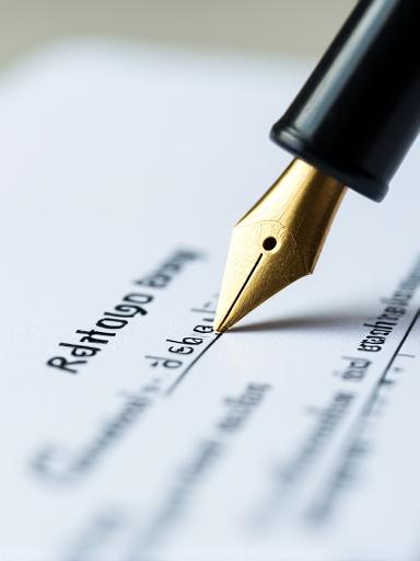 Close up of a signed legal document